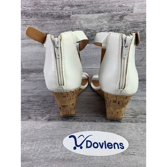 Kenneth Cole Reaction White Cork Wedge Sandals With Ankle Strap Womens Size 10M - Picture 3 of 5
